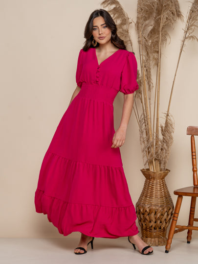 Vestido longo moda feminino manca de princesa lançamento