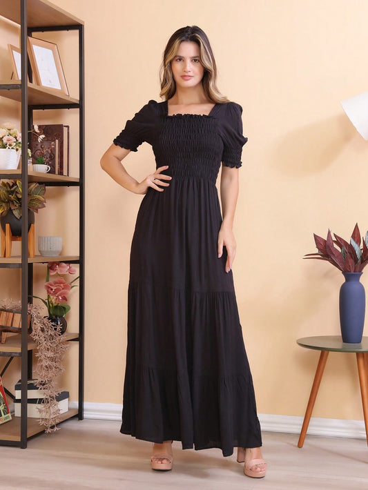 Feminina VESTIDDO LONGO VISCOLINHO PRETO